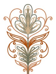 Hand drawn decorative stylized flower on white background. Abstract folk style. Elegant floral art for design and decoration. 