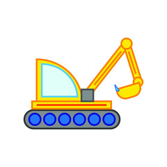 vector icon, construction excavator machine