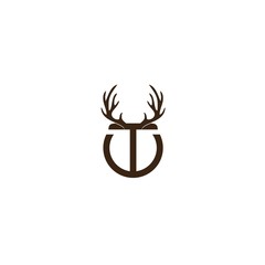 deer antlers logo with the initials TW icon vector.