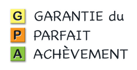 GPA initials in colored 3d cubes with meaning in french language