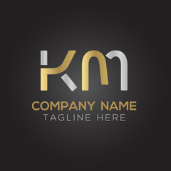 Initial Alphabet KM Logo Design vector Template. Linked Letter KM Logo Vector