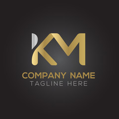 Initial Alphabet KM Logo Design vector Template. Linked Letter KM Logo Vector