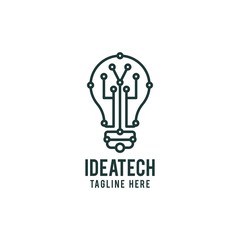 Fototapeta premium idea tech logo design. light bulb and data circuit vector illustration for creative agency graphic template