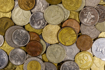 Background of various coins from different countries