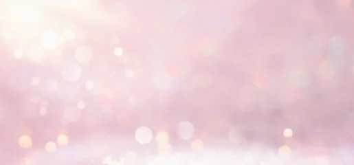 Fotobehang silver and pink glitter vintage lights background. defocused © tomertu