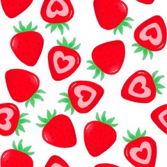 Seamless pattern with red strawberry.