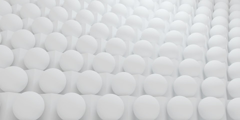 3d illustration of light abstract background from the rows of white balls and cubes