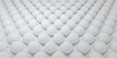 3d illustration of light abstract background from the rows of white balls and cubes