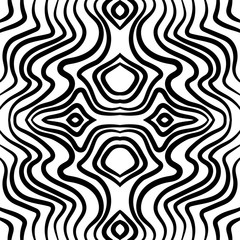 Abstract black and white wave seamless pattern.