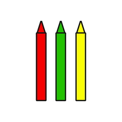 vector icon, colored crayon paints
