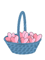 Basket with hearts.