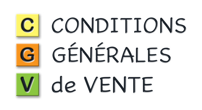 CGV initials in colored 3d cubes with meaning in french language