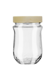 Plastic-covered glass jar with glare isolated on a white background