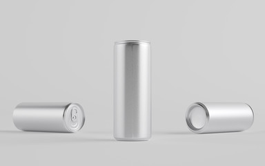 8 oz. / 250ml Aluminium Soda / Energy Drink / Seltzer / Iced Coffee Can Mockup - Three Cans.  3D Illustration