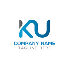 Initial Alphabet KU Logo Design vector Template. Linked Letter KU Logo Vector