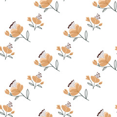 Fashionable cute pattern in nativel flowers. Floral seamless background for textiles, fabrics, covers, wallpapers, print, gift wrapping or any purpose.