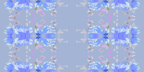 Flower scribble seamless pattern. Romantic artistic textile vector print surface design.