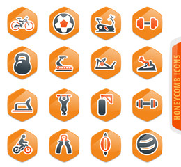 Sport equipments icons set