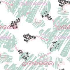 Vector kids pattern with cute native cloud. Cute scandinavian seamless background in calm colors.