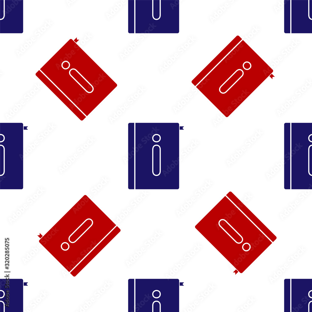 Poster blue and red user manual icon isolated seamless pattern on white background. user guide book. instru