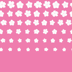 Vector white flowers border seamless pattern pink background