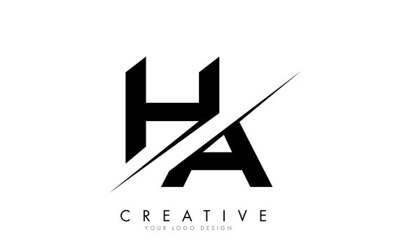 HA H A Letter Logo Design with a Creative Cut.