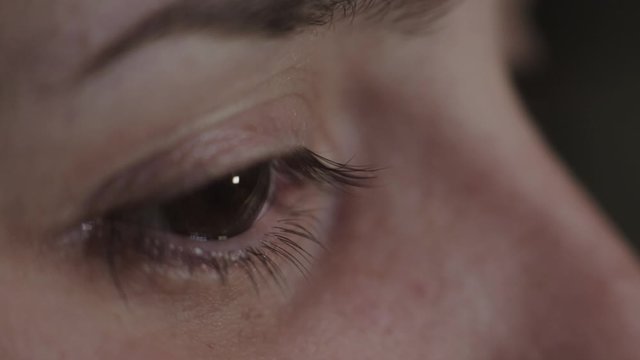 Big Round Eyes Moving In A Circular Motion - Close Up Shot