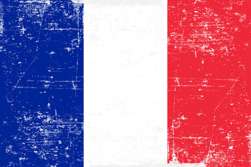 Flag of the France in grunge style. The correct proportions. 