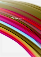 Wave lines abstract background, smooth silk design with rainbow style colors. Liquid fluid color waves. Vector Illustration