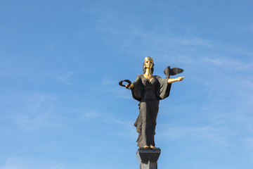 The statue of Hagia Sophia in the centre of Sofia, Bulgaria.