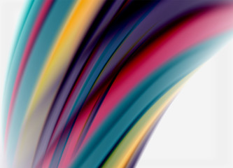 Wave lines abstract background, smooth silk design with rainbow style colors. Liquid fluid color waves. Vector Illustration
