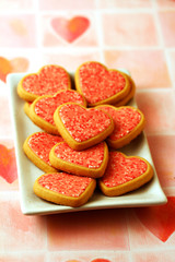 Shaped heart cookies. Valentine's day.