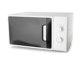 Modern microwave oven on white background