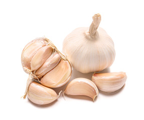 Fresh garlic on white background