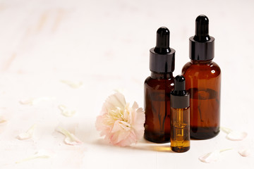 amber glass bottles with glass droppers with natural products