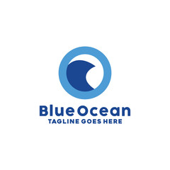 Obraz premium Ocean Logo design vector template with Flat Concept style. Sea Symbol for wave, vacation, traveling, business and company.