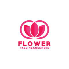 Flower logo design vector template with flat violet color Concept style. Rose Symbol and Lotus icon for jewelry, fashion, boutique, hotel, salon, Company And Business.