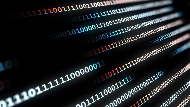Motion graphics background - binary code in abstract speed motion - technology background with digital data