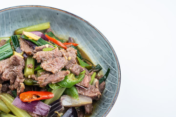 Chinese regular vegetable fried beef with celery