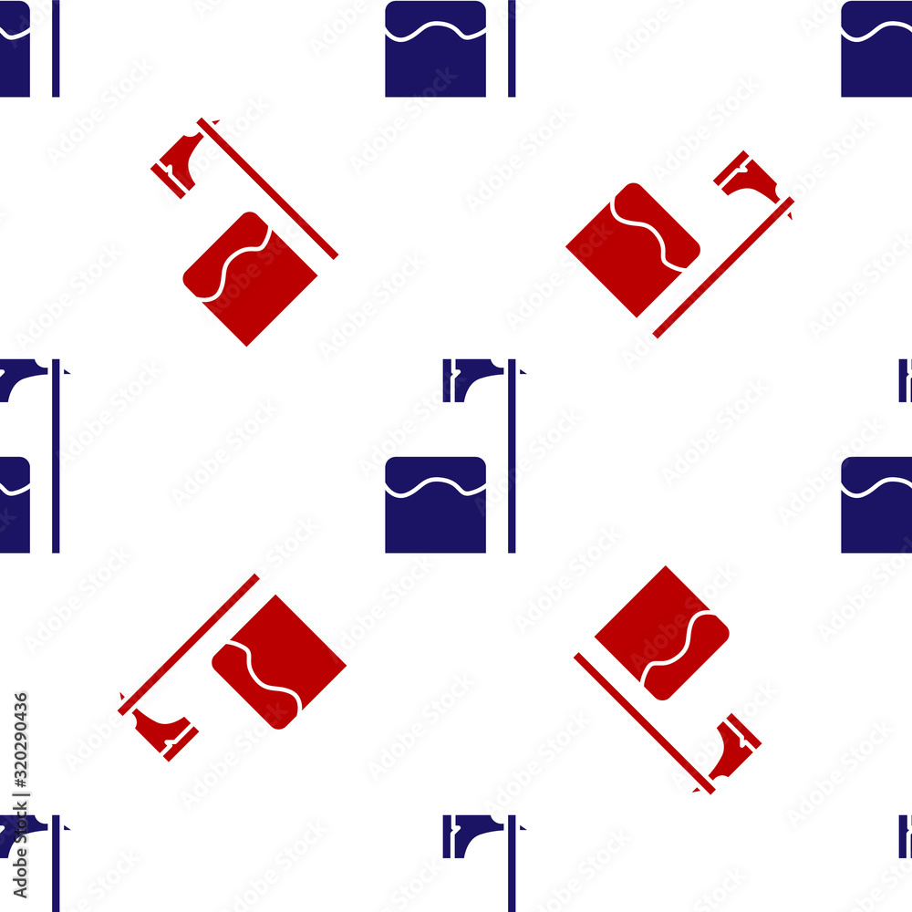 Aufkleber blue and red executioner axe in tree block icon isolated seamless pattern on white background. hangm
