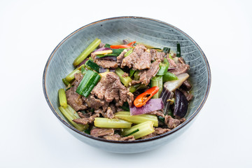Chinese regular vegetable fried beef with celery
