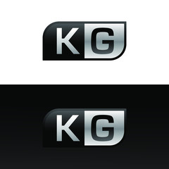Obraz premium Logo letter KG with two different sides. Negative or black and white vector template design vector