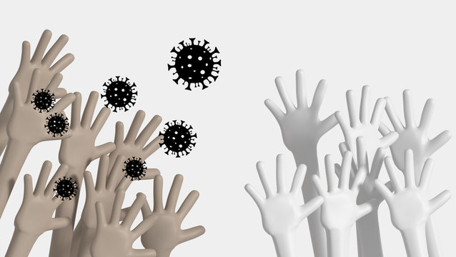 contagious hands with coronavirus concept illustration