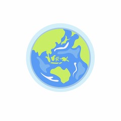 asia in earth globe flat cartoon illustration sign icon isolated in white background