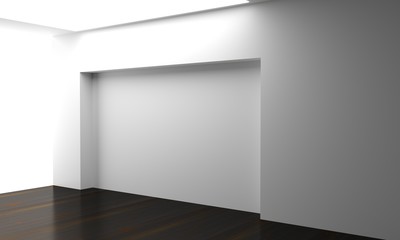 Naklejka na ściany i meble Empty Room Interior White Background. 3d Render Illustration