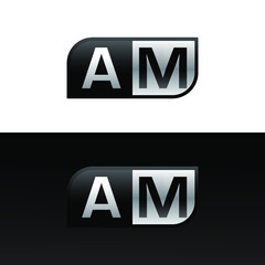 Logo letter AM with two different sides. Negative or black and white vector template design vector