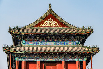 Naklejka premium China, Beijing, Forbidden City Different design elements of the colorful buildings of the imperial palace