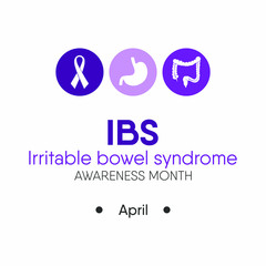 Fototapeta na wymiar Vector Illustration on the theme of Irritable bowl syndrome (IBS) awareness month on April.