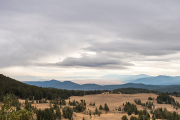 Plain among the mountains one stormy day seen from Crater Lake