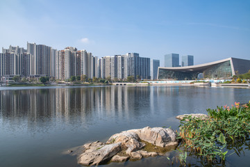 Scenery of Phoenix Lake Park, Jiaomen, Nansha District, Guangzhou, China